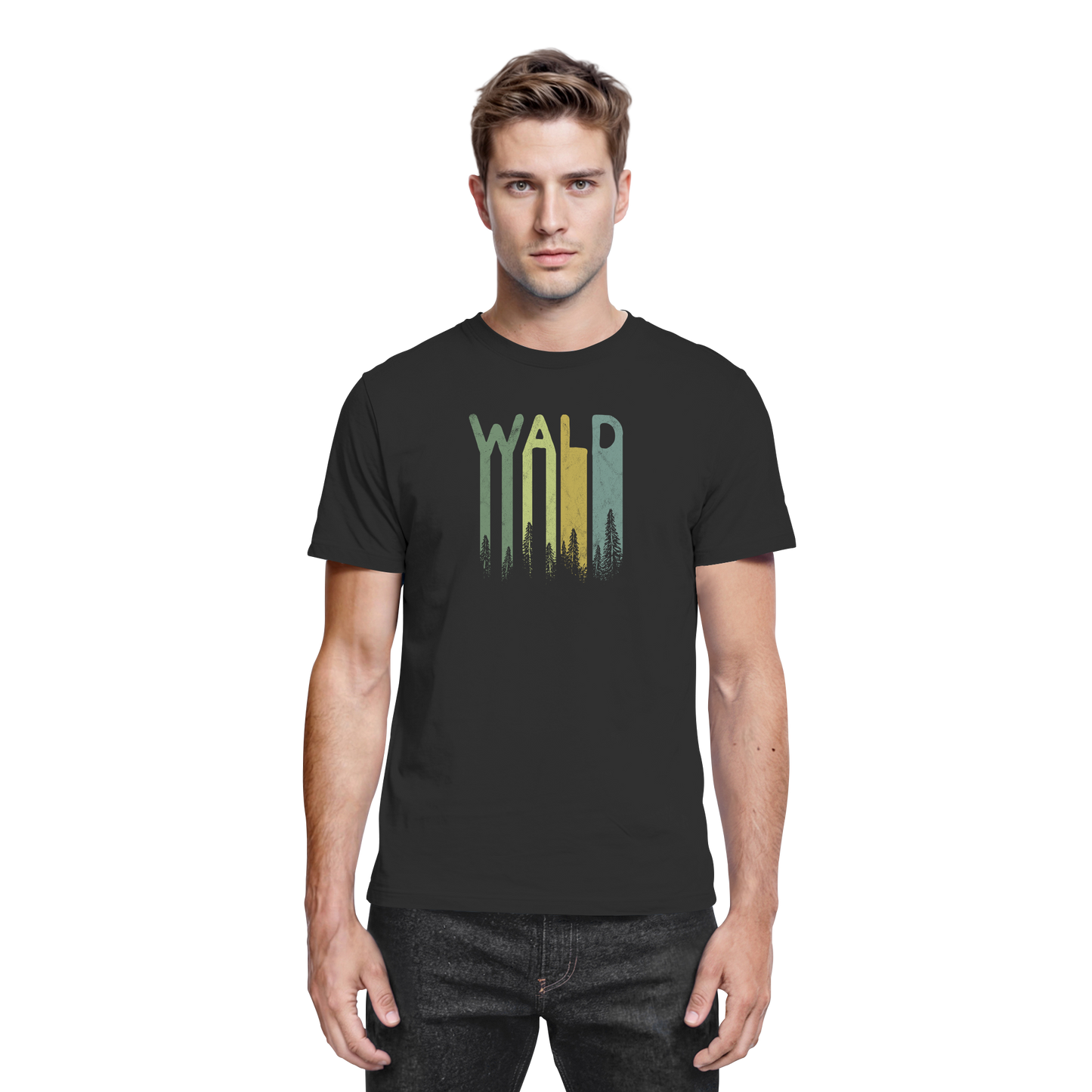 Wald Retro Forst Schriftzug - Premium Shirt