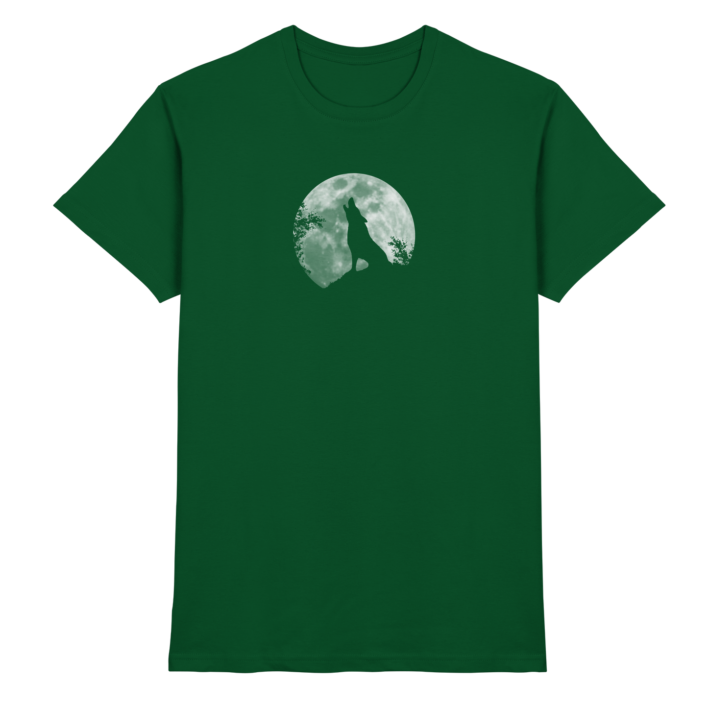 Heulender Wolf Silhouette vor Vollmond - Premium Shirt