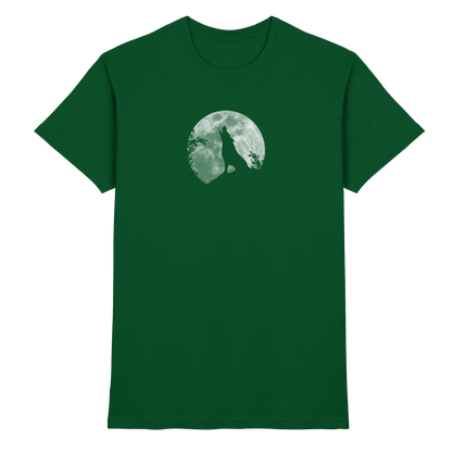 Heulender Wolf Silhouette vor Vollmond - Premium Shirt