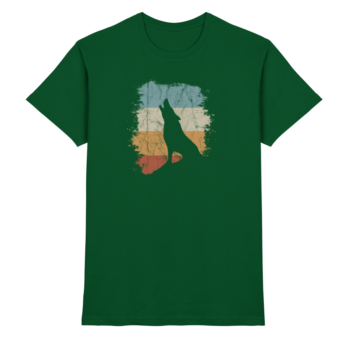 Retro Style lässig heulender Wolf  - Premium Shirt