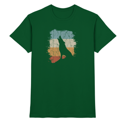 Retro Style lässig heulender Wolf  - Premium Shirt