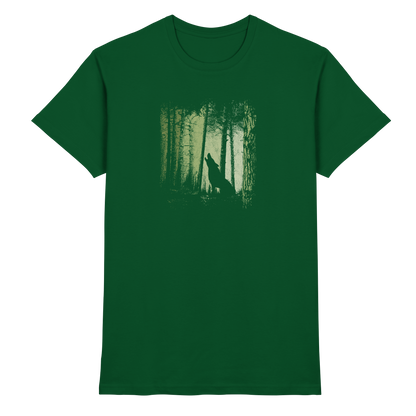 Einsamer Wolf im Zwielicht Wald  - Premium Shirt