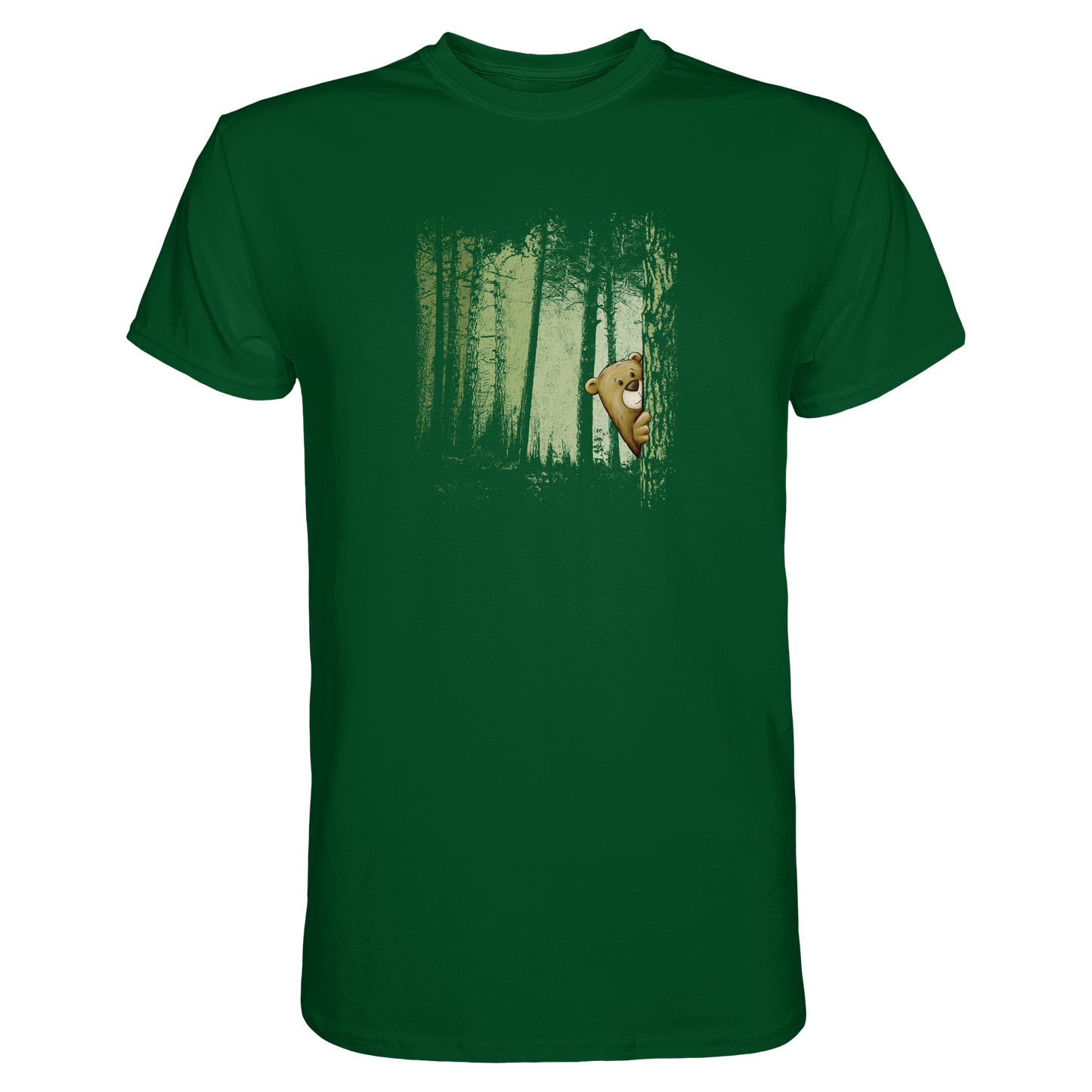 Comic Bär versteckt im Zwielicht Wald - Premium Shirt