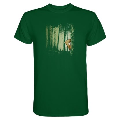 Comic Bär versteckt im Zwielicht Wald - Premium Shirt