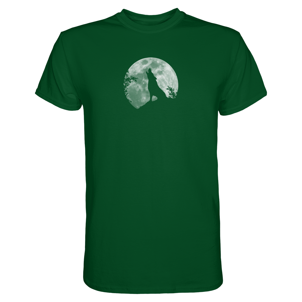 Heulender Wolf Silhouette vor Vollmond - Premium Shirt