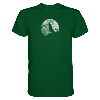 Heulender Wolf Silhouette vor Vollmond - Premium Shirt