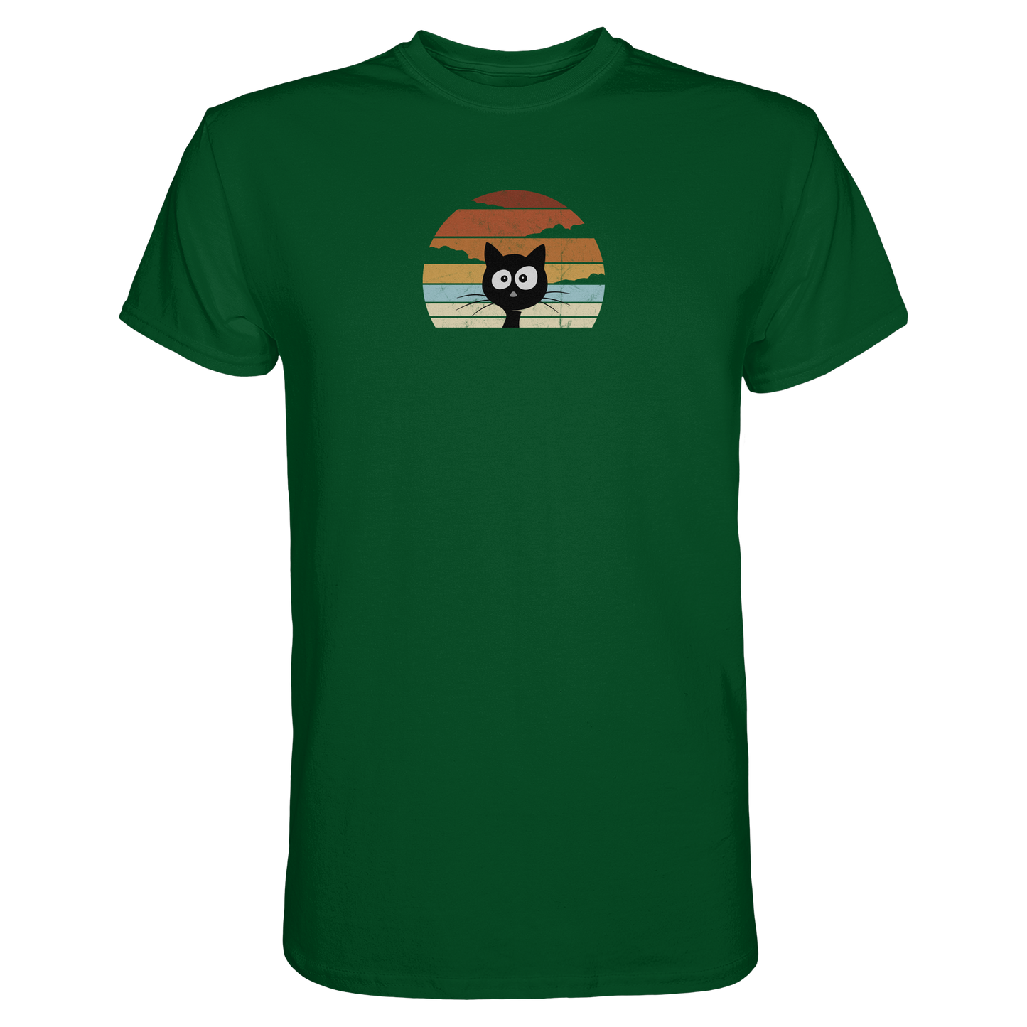 Retro schwarze Katze vor Sonnenuntergang - Premium Shirt