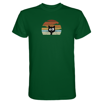 Retro schwarze Katze vor Sonnenuntergang - Premium Shirt