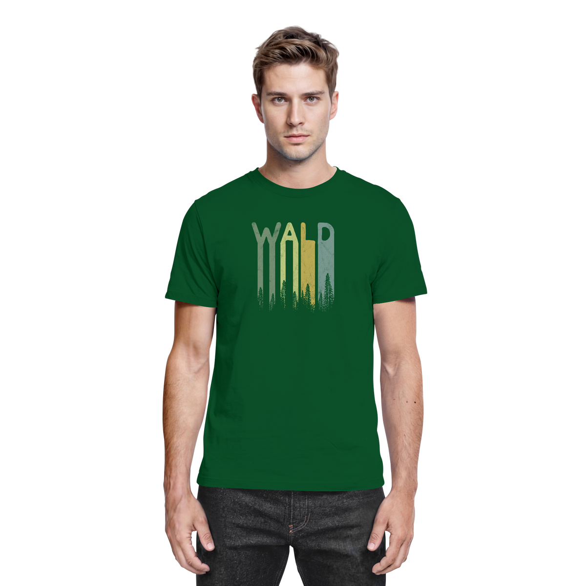 Wald Retro Forst Schriftzug - Premium Shirt