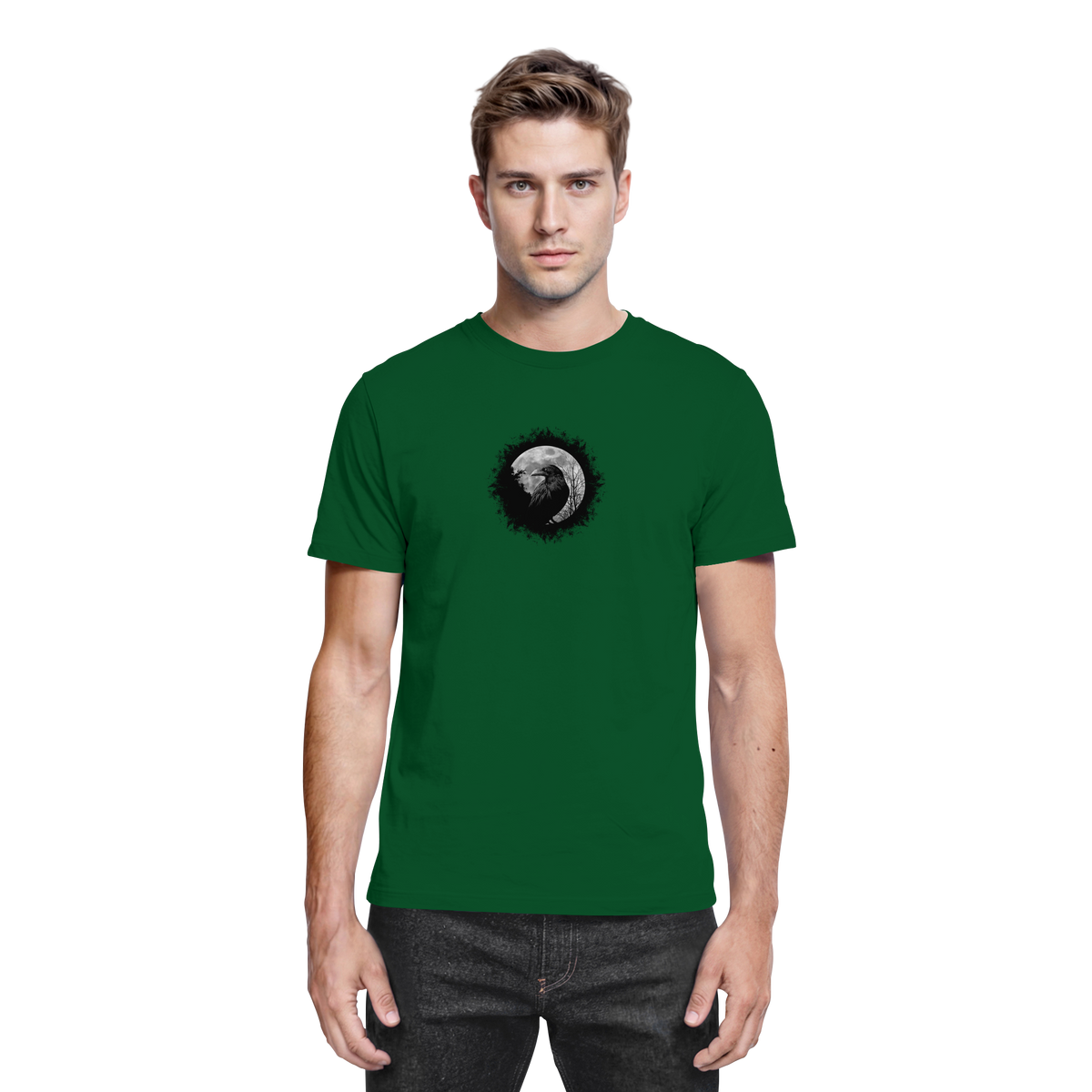 Schwarzer Rabe bei Vollmond  - Premium Shirt