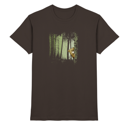 Comic Bär versteckt im Zwielicht Wald - Premium Shirt