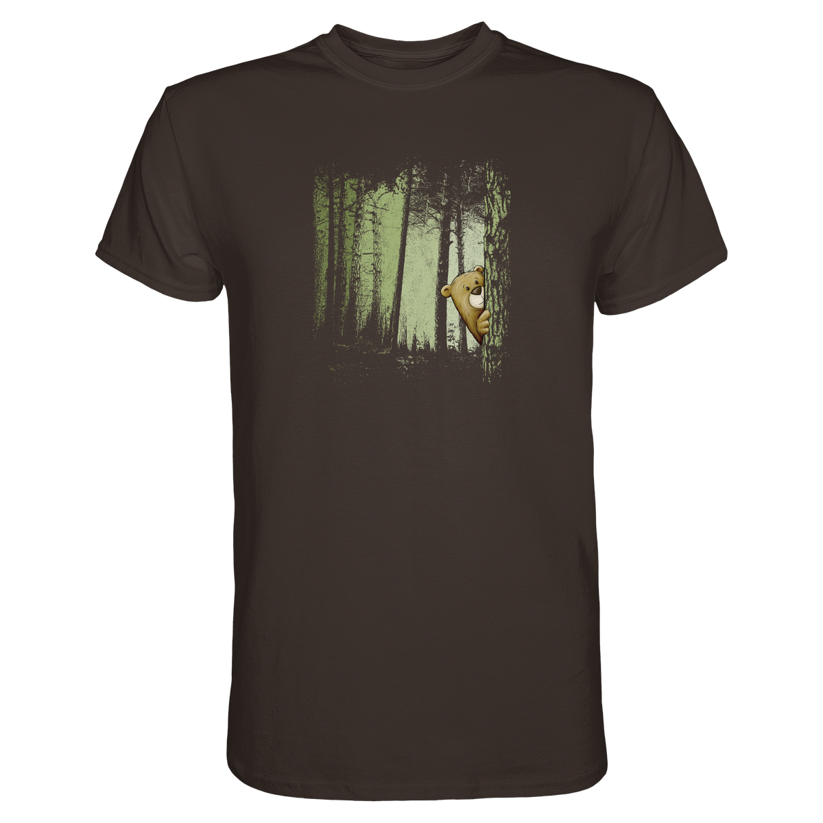 Comic Bär versteckt im Zwielicht Wald - Premium Shirt