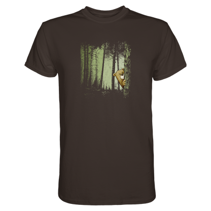 Comic Bär versteckt im Zwielicht Wald - Premium Shirt