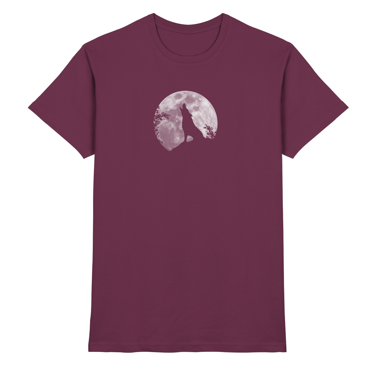 Heulender Wolf Silhouette vor Vollmond - Premium Shirt