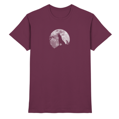 Heulender Wolf Silhouette vor Vollmond - Premium Shirt