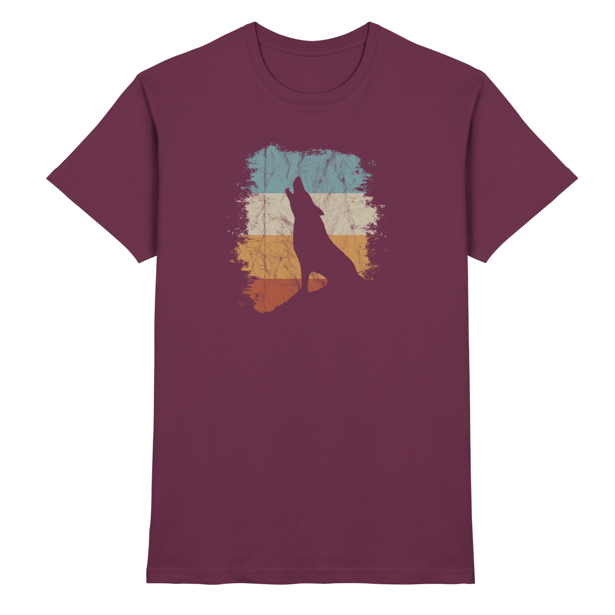 Retro Style lässig heulender Wolf  - Premium Shirt