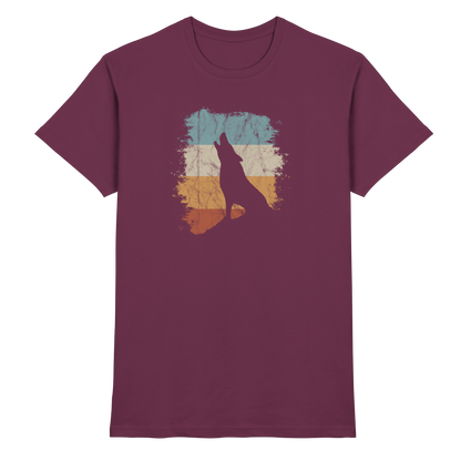 Retro Style lässig heulender Wolf  - Premium Shirt