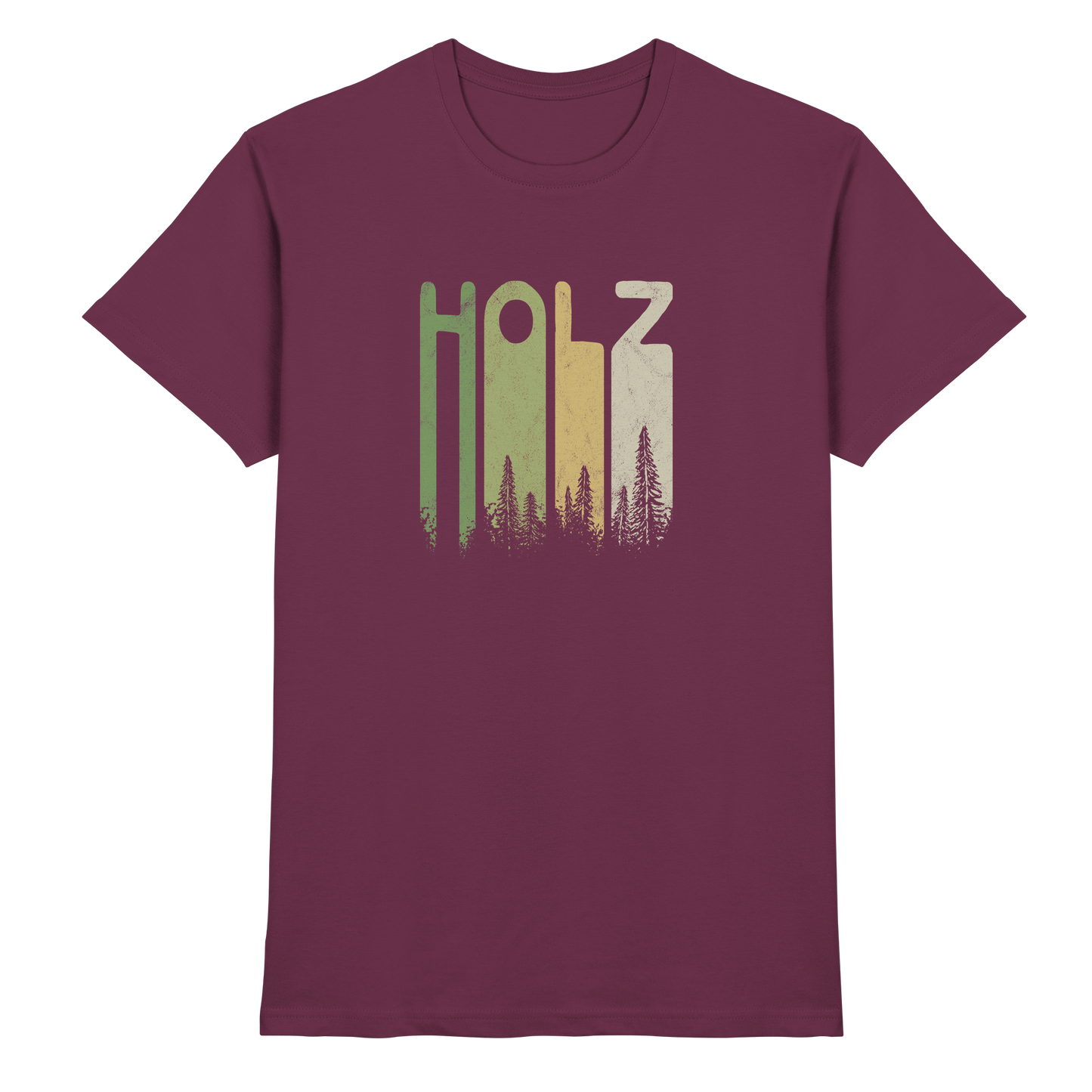 Holz Retro Wald Schriftzug - Premium Shirt
