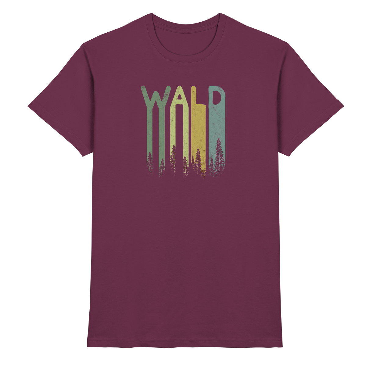 Wald Retro Forst Schriftzug - Premium Shirt