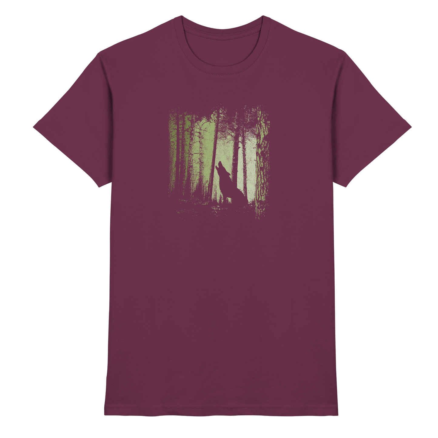 Einsamer Wolf im Zwielicht Wald  - Premium Shirt