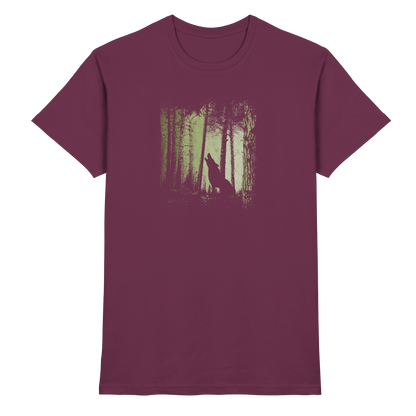Einsamer Wolf im Zwielicht Wald  - Premium Shirt