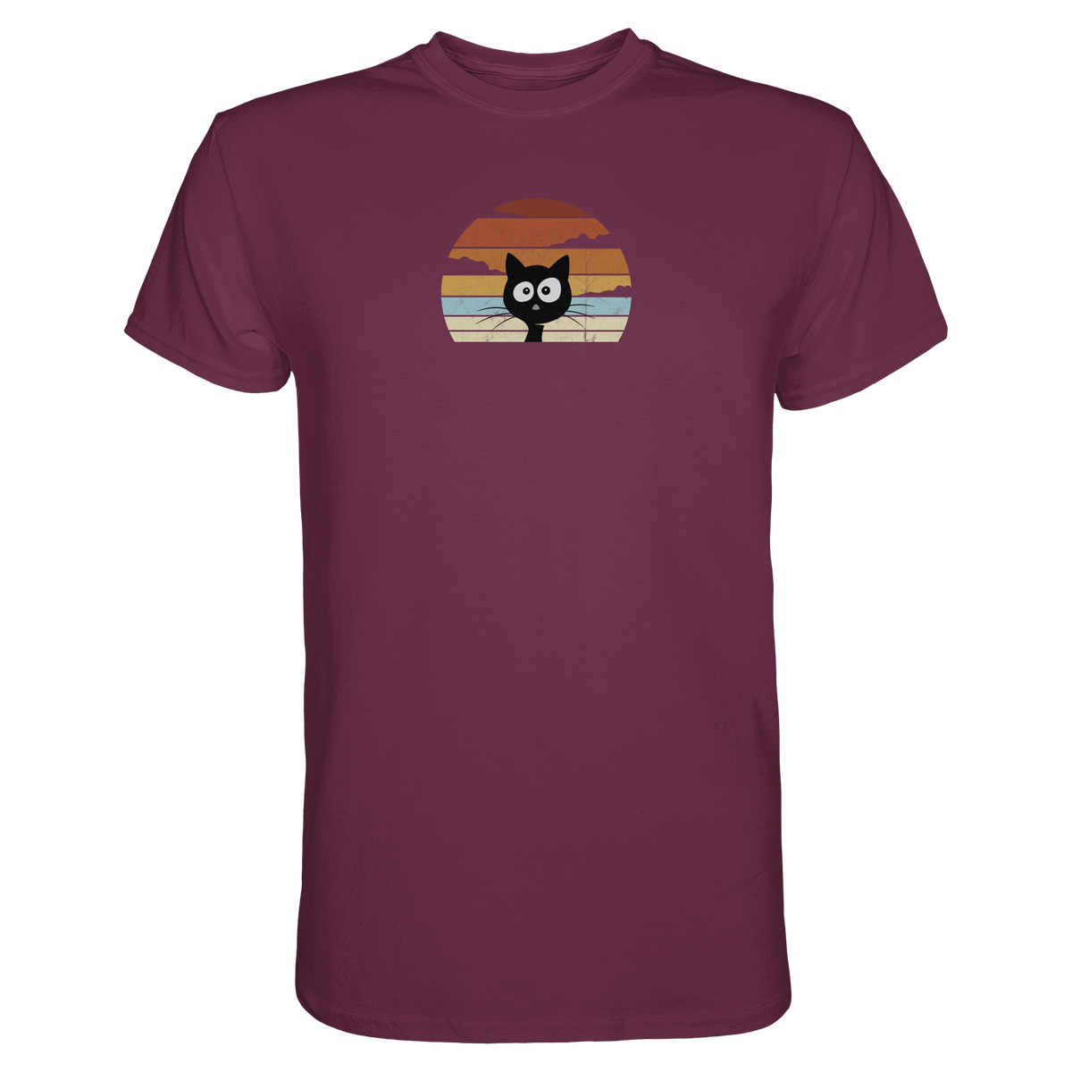 Retro schwarze Katze vor Sonnenuntergang - Premium Shirt