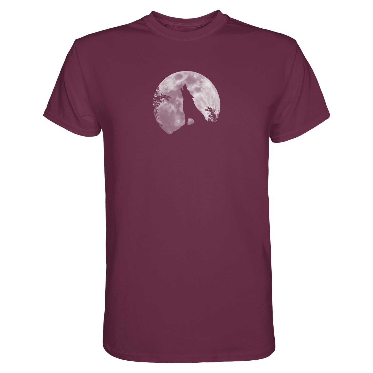 Heulender Wolf Silhouette vor Vollmond - Premium Shirt