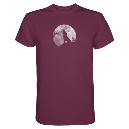 Heulender Wolf Silhouette vor Vollmond - Premium Shirt