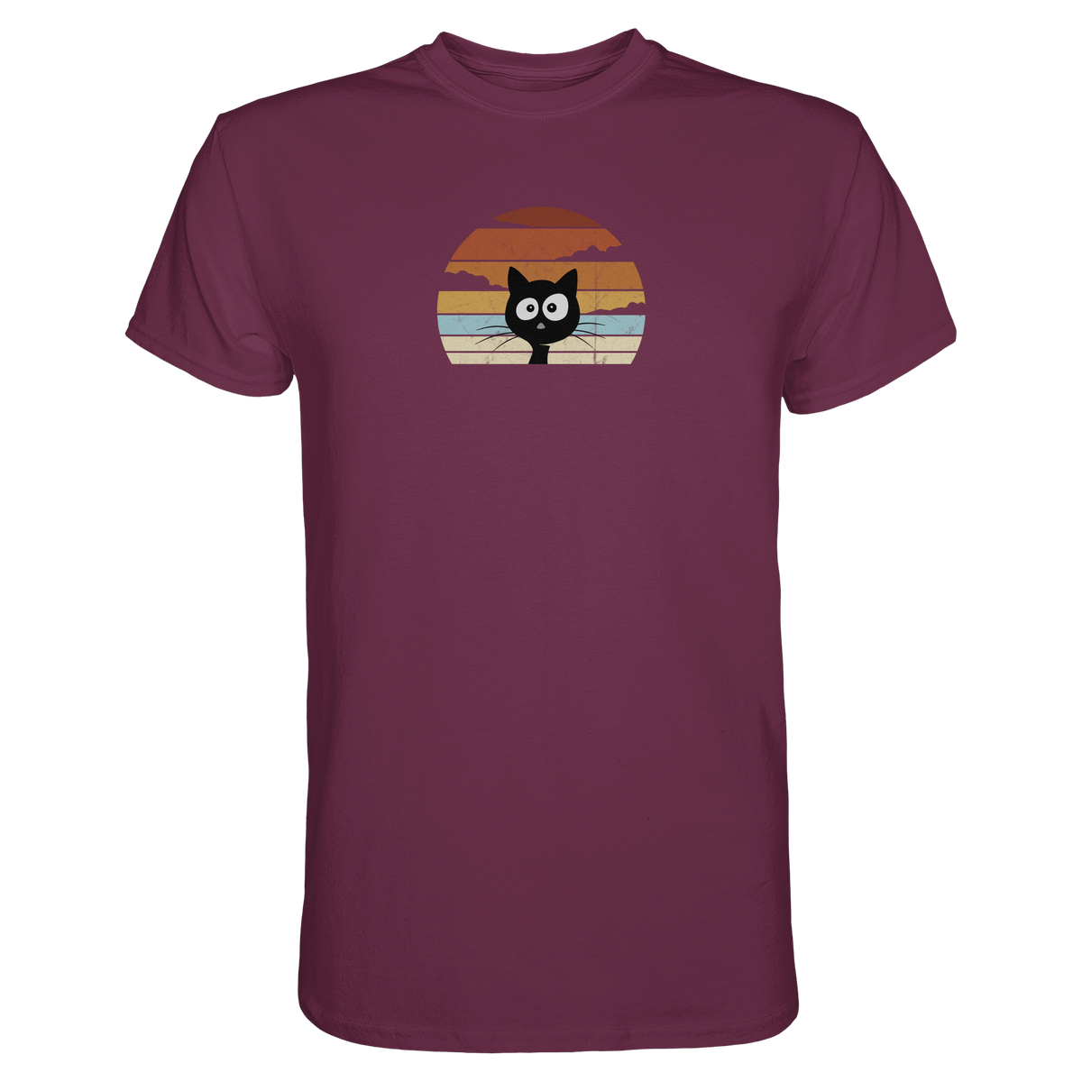 Retro schwarze Katze vor Sonnenuntergang - Premium Shirt