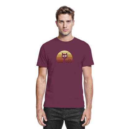 Katze vor Retro Sonnenuntergang - Premium Shirt