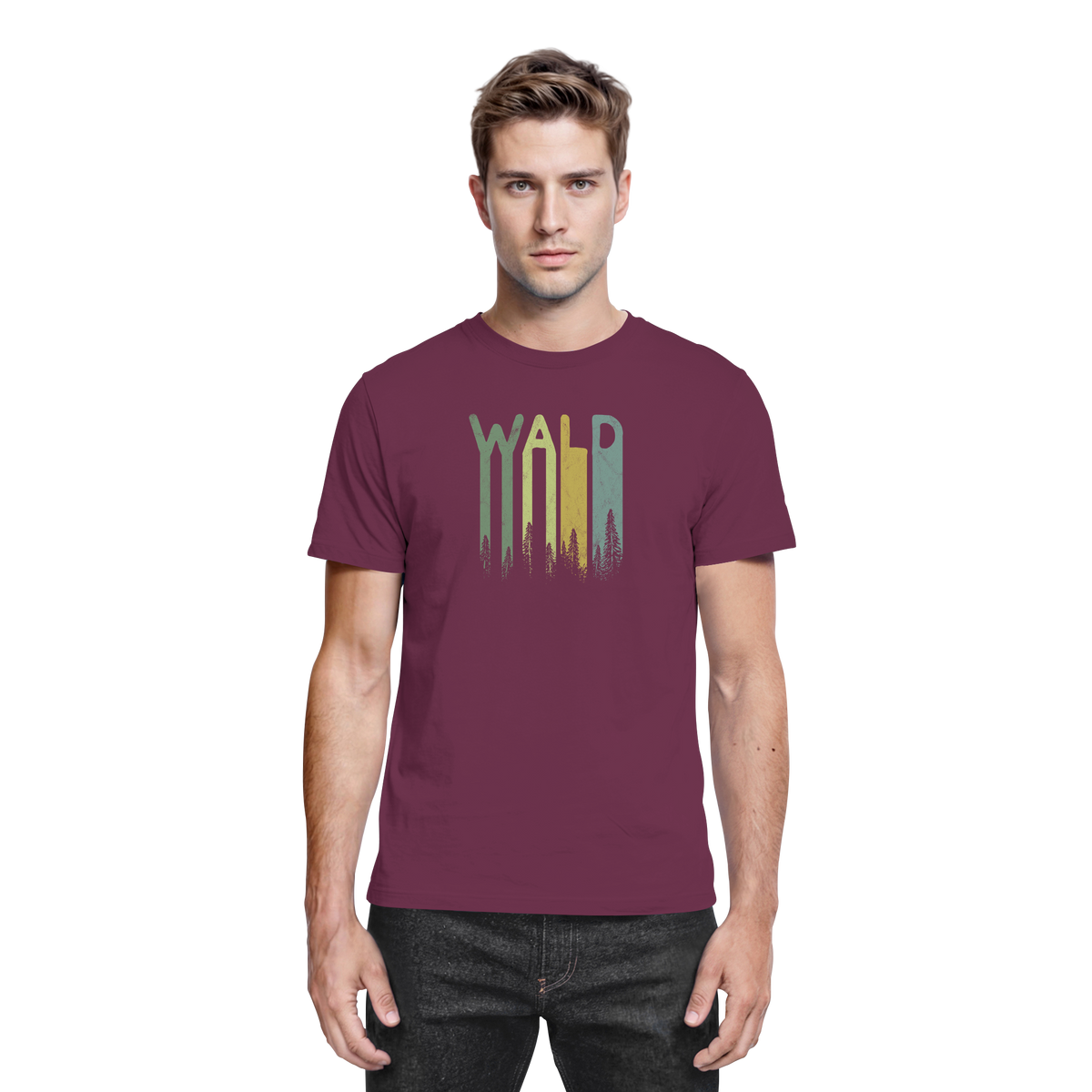 Wald Retro Forst Schriftzug - Premium Shirt