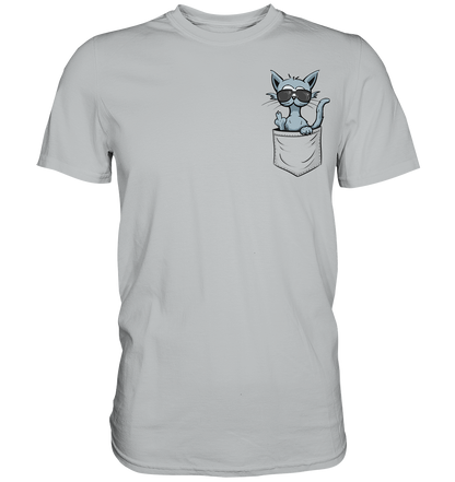 "Fuck Off" Mittelfinger Katze in der Tasche - Premium Shirt