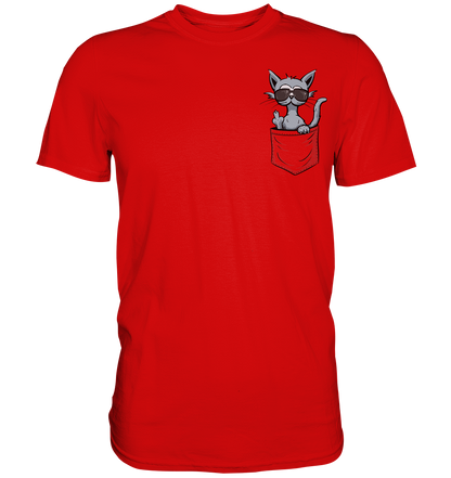 "Fuck Off" Mittelfinger Katze in der Tasche - Premium Shirt