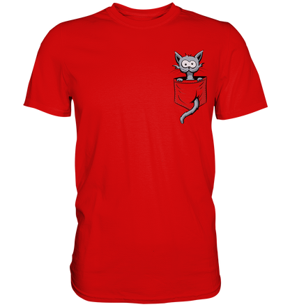 Verrückte Katze in Deiner Brust-Tasche - Premium Shirt