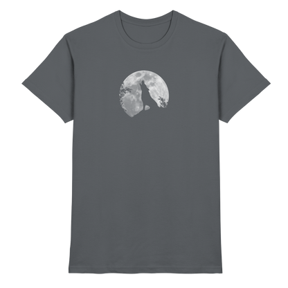 Heulender Wolf Silhouette vor Vollmond - Premium Shirt