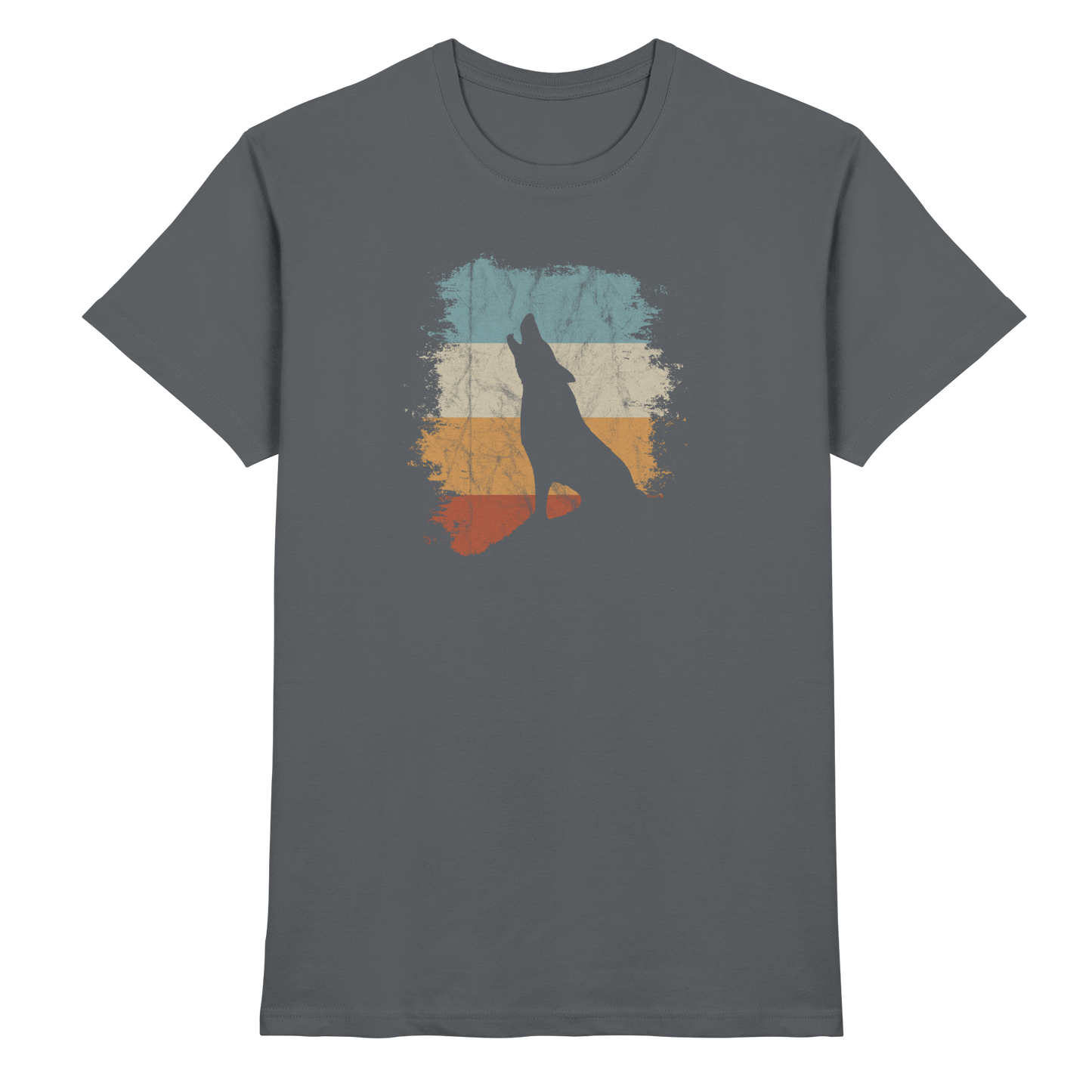 Retro Style lässig heulender Wolf  - Premium Shirt