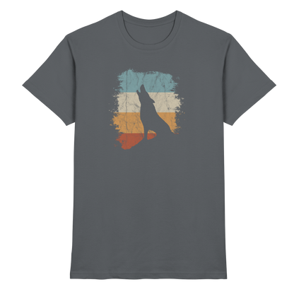 Retro Style lässig heulender Wolf  - Premium Shirt