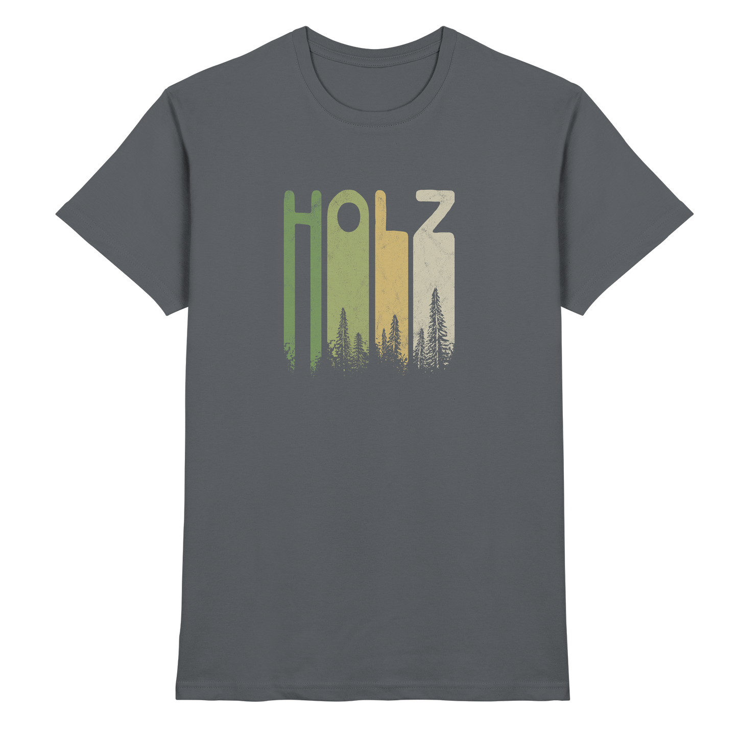 Holz Retro Wald Schriftzug - Premium Shirt
