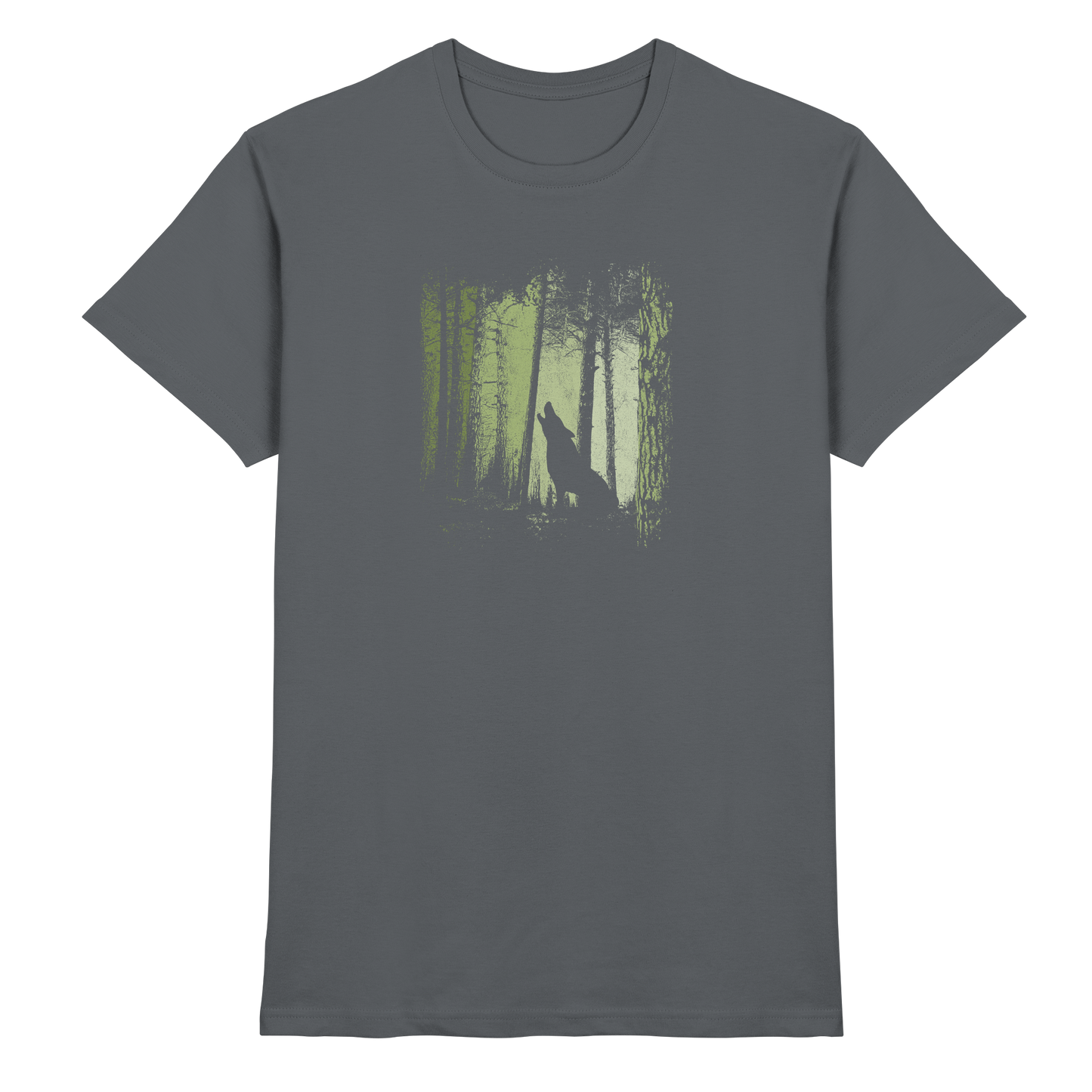 Einsamer Wolf im Zwielicht Wald  - Premium Shirt