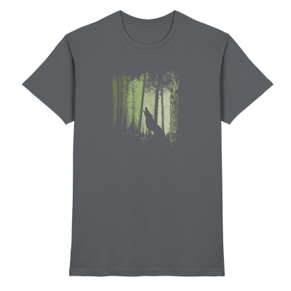 Einsamer Wolf im Zwielicht Wald  - Premium Shirt