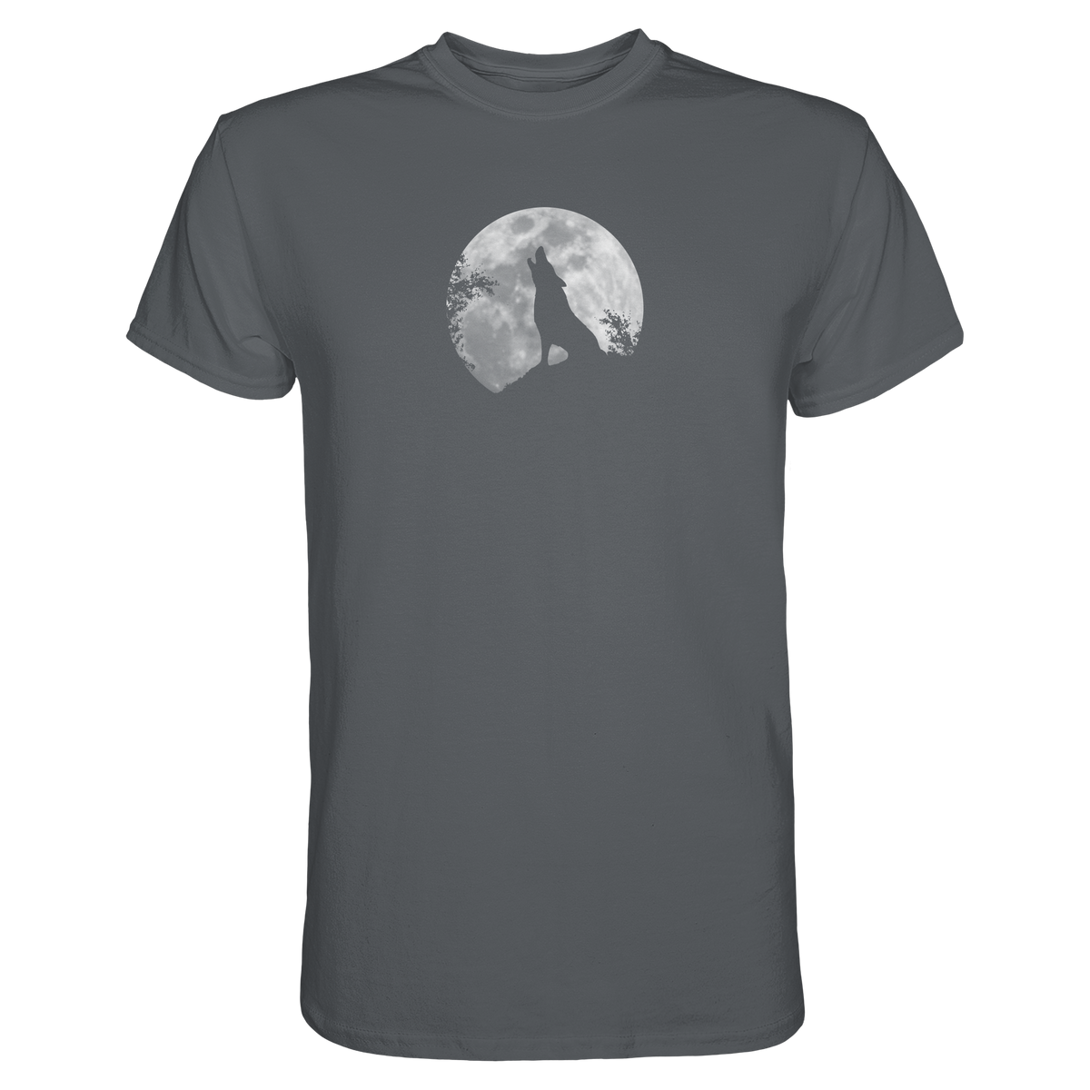 Heulender Wolf Silhouette vor Vollmond - Premium Shirt