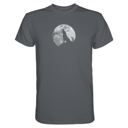 Heulender Wolf Silhouette vor Vollmond - Premium Shirt