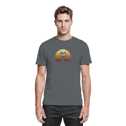 Katze vor Retro Sonnenuntergang - Premium Shirt