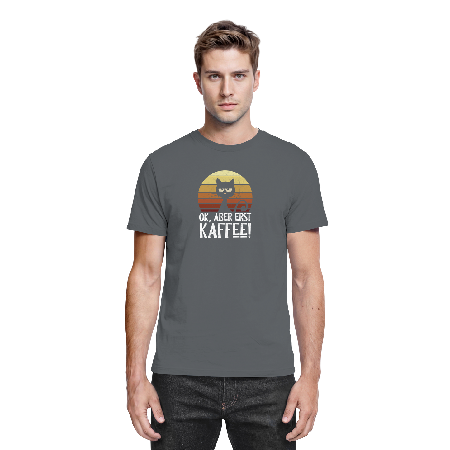Ok, aber erst Kaffee | launische Katze - Premium Shirt