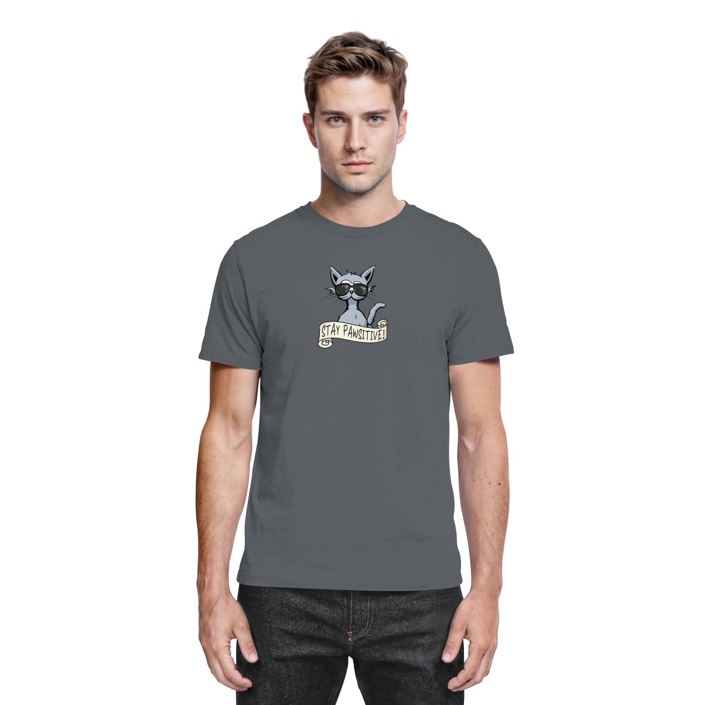 Stay Pawsitive Bleib lässig Hipster Katze - Premium Shirt