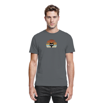 Retro schwarze Katze vor Sonnenuntergang - Premium Shirt