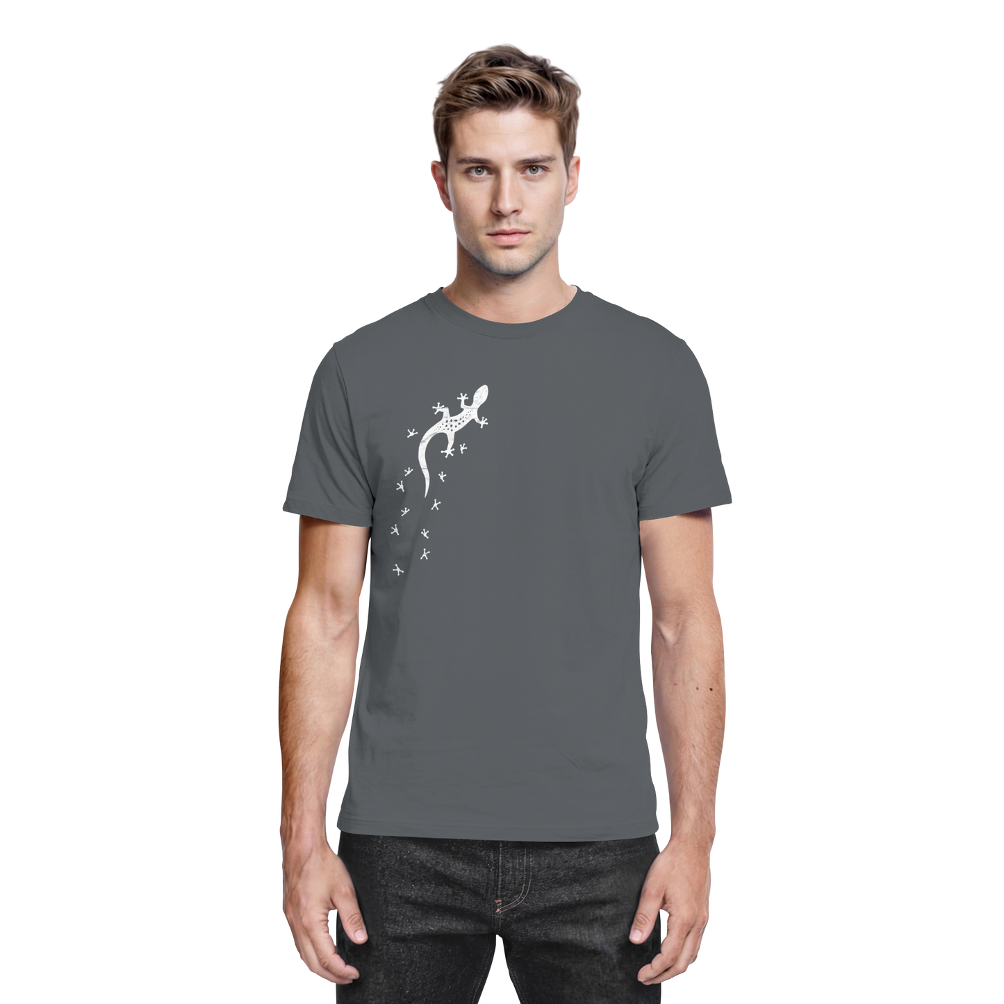 Gecko Eidechse Silhouette hell - Premium Shirt