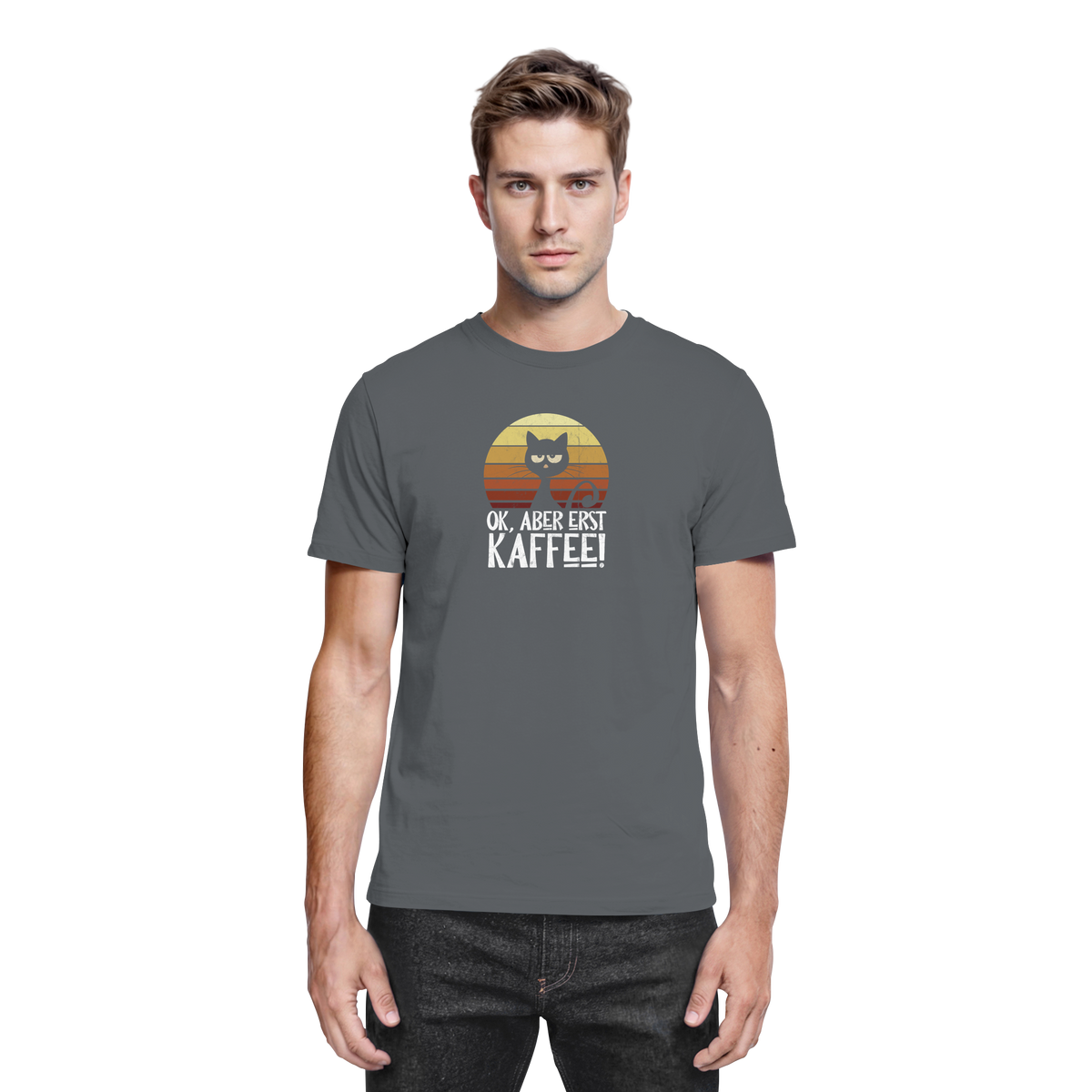 Ok, aber erst Kaffee | launische Katze - Premium Shirt