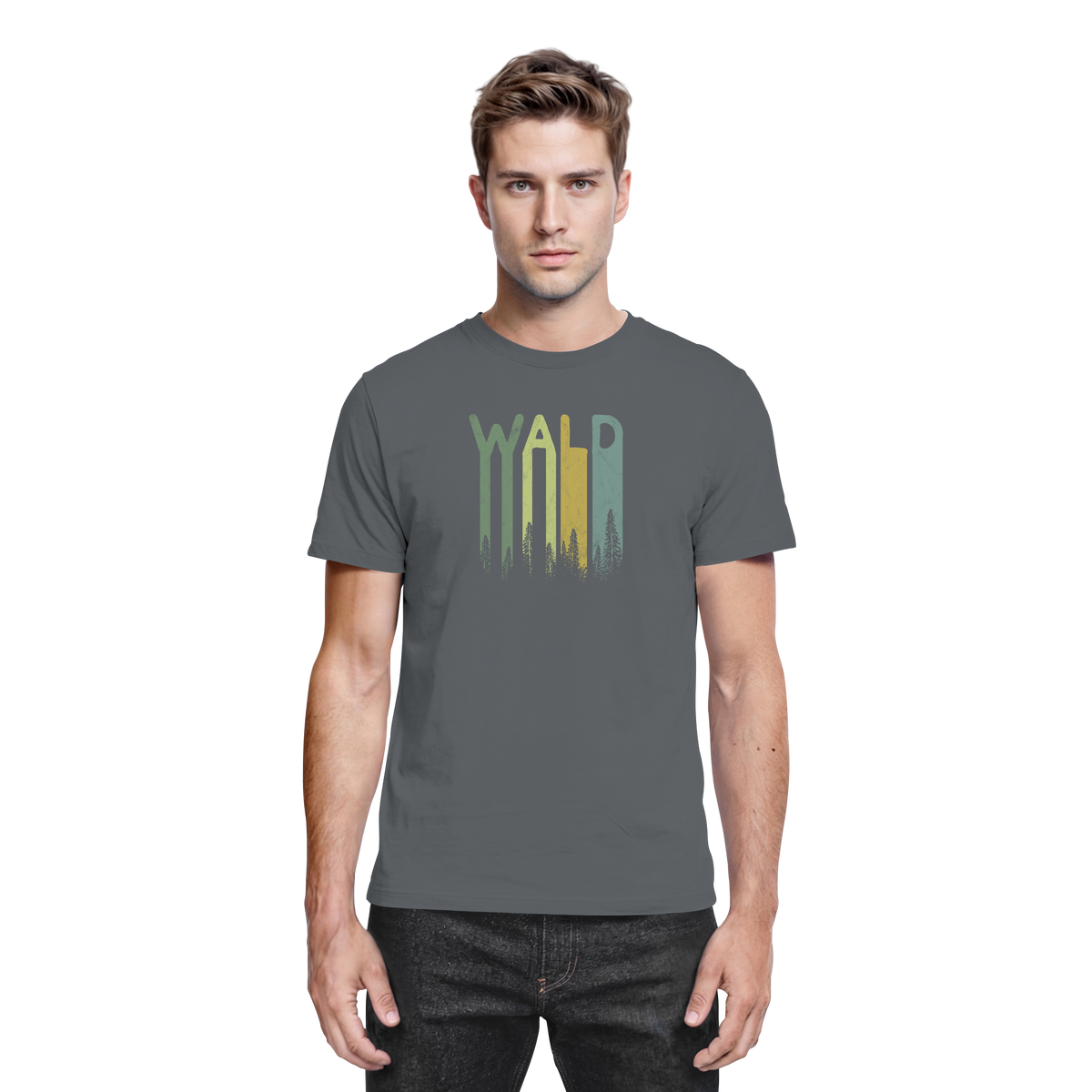 Wald Retro Forst Schriftzug - Premium Shirt