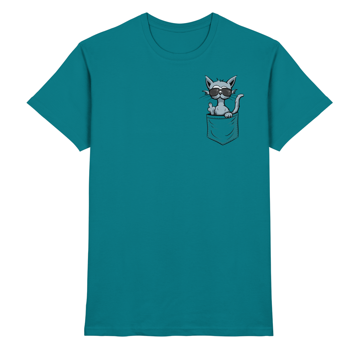 "Fuck Off" Mittelfinger Katze in der Tasche - Premium Shirt